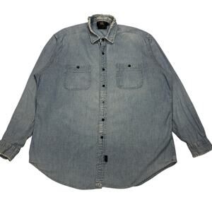 RRL Double RL Ralph Lauren Chambray Work Shirt Button Up Distressed XL